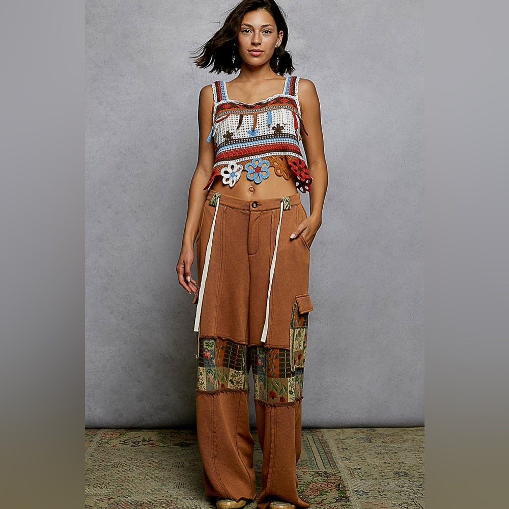 PB34 POL Earthy Patchwork Pants - Picture 2 of 5